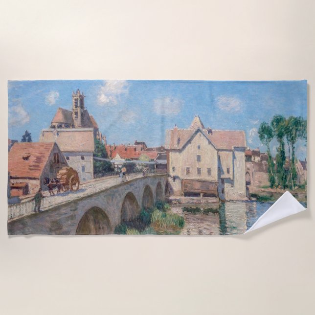 Alfred Sisley artwork - Le Pont de Moret Beach Towel (Front)