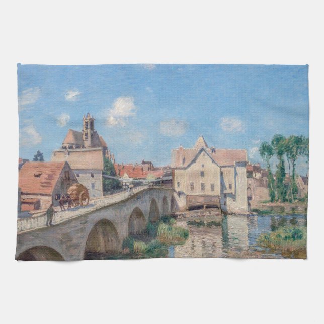 Alfred Sisley artwork - Le Pont de Moret Kitchen Towel (Horizontal)