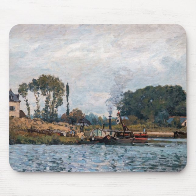 Alfred Sisley - Boats at the Lock at Bougival Mouse Pad (Front)