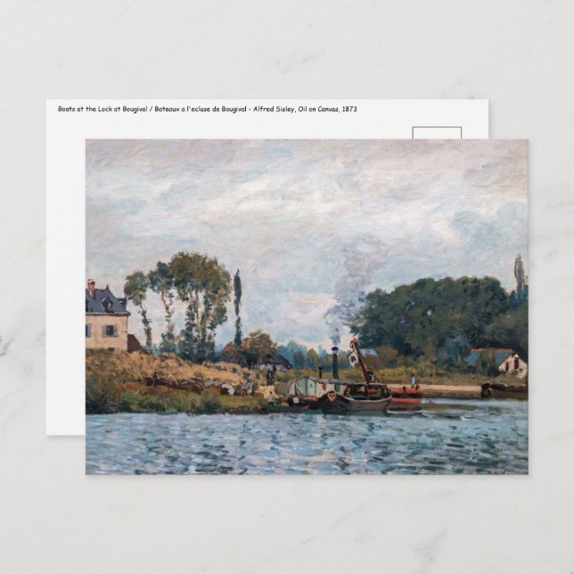 Alfred Sisley - Boats at the Lock at Bougival Postcard (Front/Back)