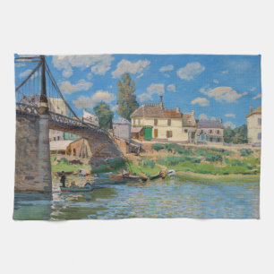 Alfred Sisley - Bridge at Villeneuve-la-Garenne Kitchen Towel