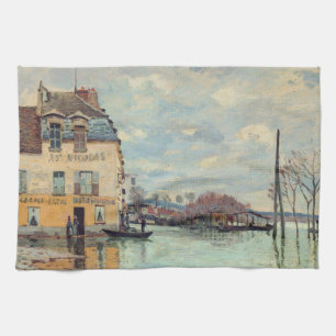 Alfred Sisley - Flood at Port-Marly 1872 Kitchen Towel