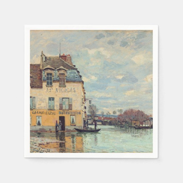 Alfred Sisley - Flood at Port-Marly 1872 Napkin (Front)