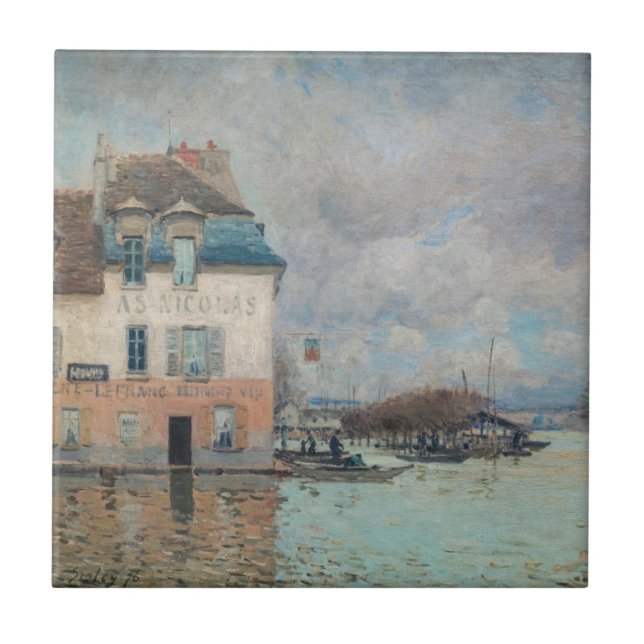 Alfred Sisley - Flood at Port-Marly 1876 Tile (Front)