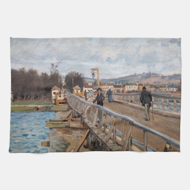 Alfred Sisley - Footbridge at Argenteuil Kitchen Towel (Horizontal)