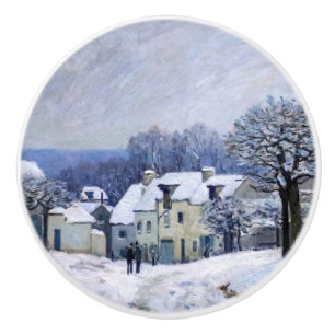 Alfred Sisley - Place Chenil in Marly, Snow Effect Ceramic Knob