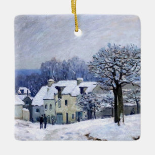 Alfred Sisley - Place Chenil in Marly, Snow Effect Ceramic Ornament