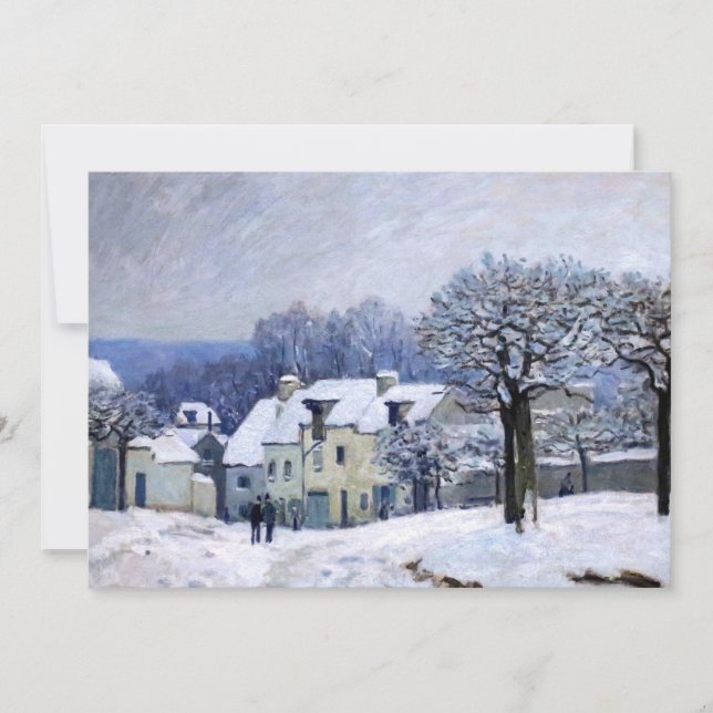 Alfred Sisley - Place Chenil in Marly, Snow Effect Invitation (Front)