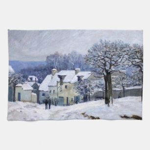 Alfred Sisley - Place Chenil in Marly, Snow Effect Kitchen Towel