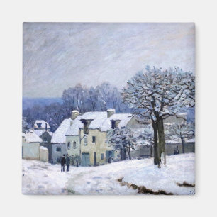 Alfred Sisley - Place Chenil in Marly, Snow Effect Magnet