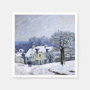 Alfred Sisley - Place Chenil in Marly, Snow Effect Napkin