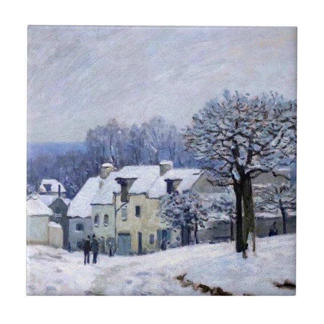 Alfred Sisley - Place Chenil in Marly, Snow Effect Tile (Front)