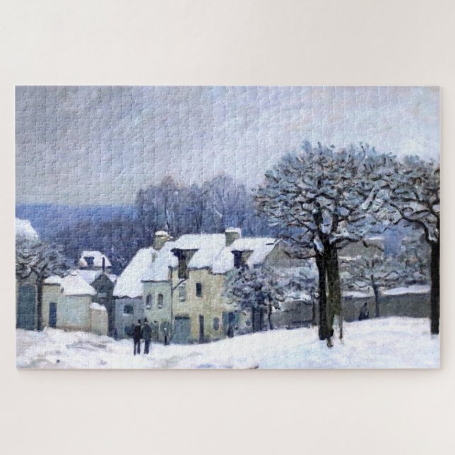 Alfred Sisley Place du Chenil in Marly, snow  Jigsaw Puzzle (Horizontal)