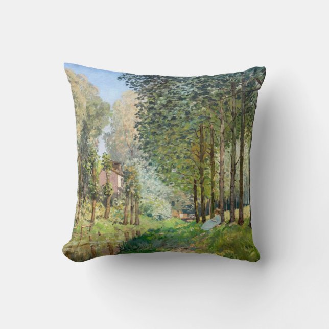 Alfred Sisley - Rest along the Stream Throw Pillow (Front)