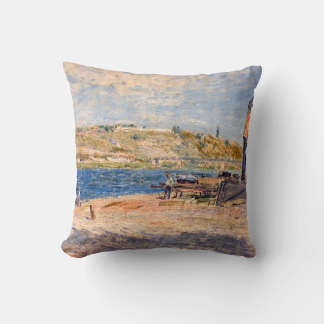Alfred Sisley - River Banks at Saint-Mammes Throw Pillow (Front)