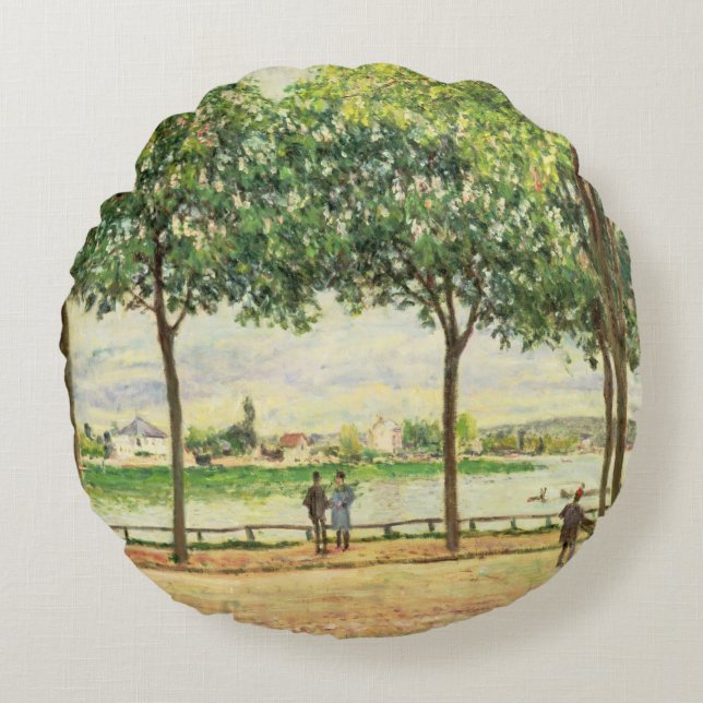 Alfred Sisley | Street of Spanish Chestnut Trees Round Pillow (Front)