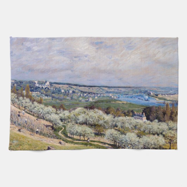 Alfred Sisley - Terrace at Saint-Germain, Spring Kitchen Towel (Horizontal)