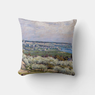 Alfred Sisley - Terrace at Saint-Germain, Spring Throw Pillow