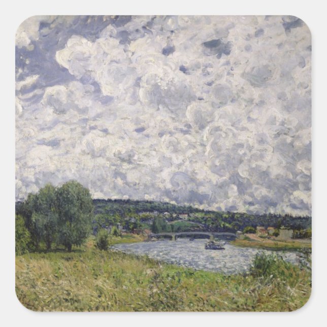 Alfred Sisley | The Seine at Suresnes Square Sticker (Front)