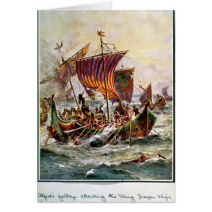 Alfred's galleys attacking the Viking Dragon