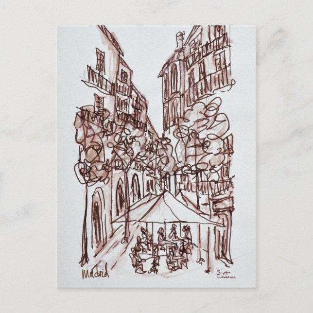 Alfresco Dining in the Evening | Madrid, Spain Postcard (Front)