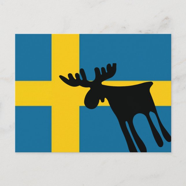 Älg / Moose med Svenska flaggan Postcard (Front)