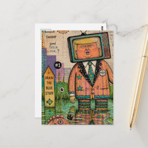 Algae Antitrump Mixed Media Funny Collage Postcard