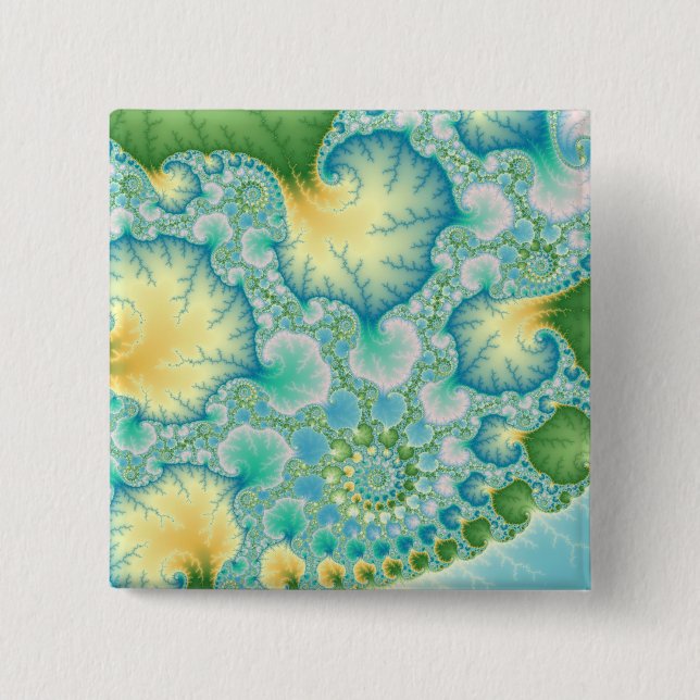 Algae - Fractal 2 Inch Square Button (Front)