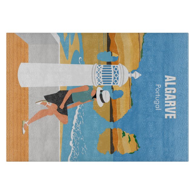 Algarve beach girl travel vintage style cutting board (Front)