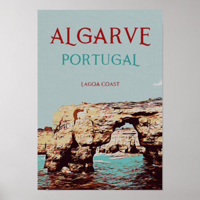 Algarve beach Portugal vintage travel Poster (Front)