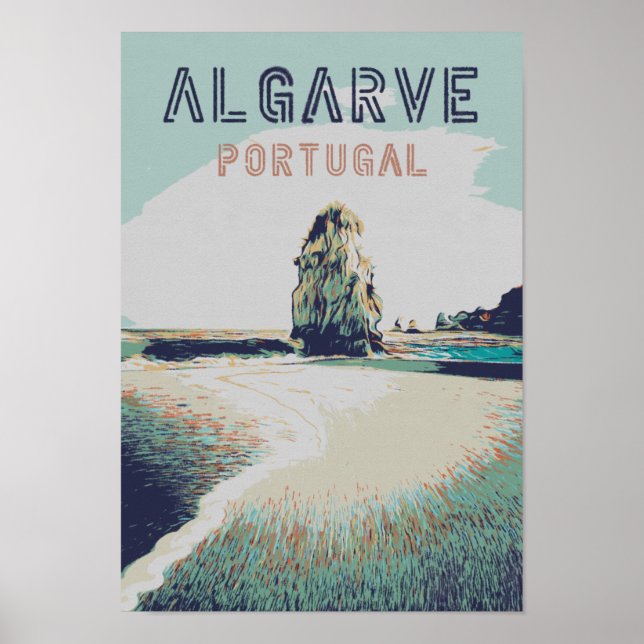 Algarve beach Portugal vintage travel Poster (Front)