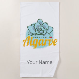 Algarve Portugal Flower Succulent Vintage Souvenir Beach Towel