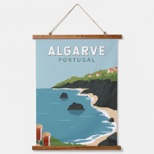 Algarve Portugal Retro Travel Art Vintage Hanging Tapestry