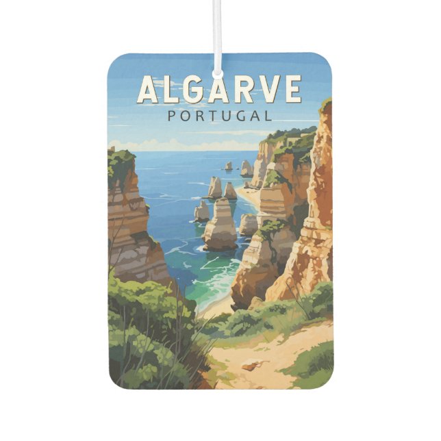 Algarve Portugal Travel Art Vintage Air Freshener (Front)