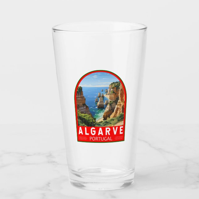 Algarve Portugal Travel Art Vintage Glass (Front)