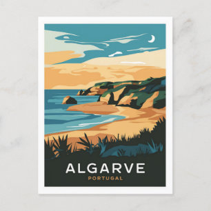 Algarve Portugal Travel Retro Postcard