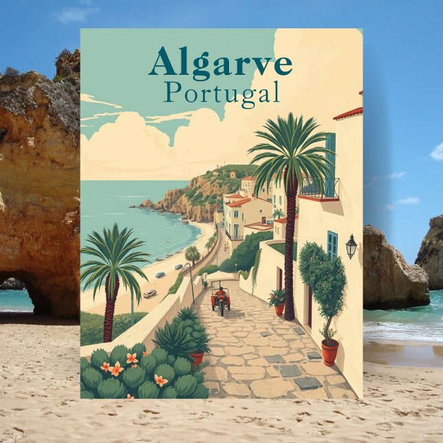 Algarve Portugal Vintage Beach Travel Postcard (Algarve Portugal Vintage Beach Travel Postcard
)