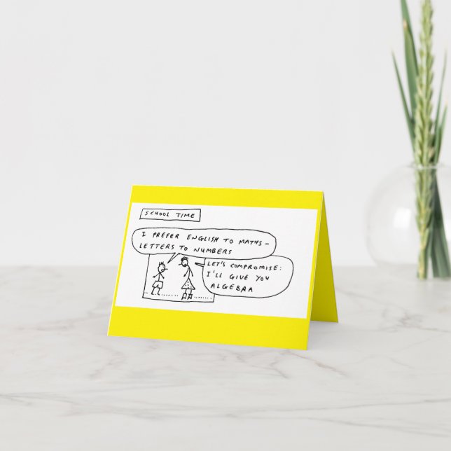 Algebra Joke Cartoon Birthday Card (Front)