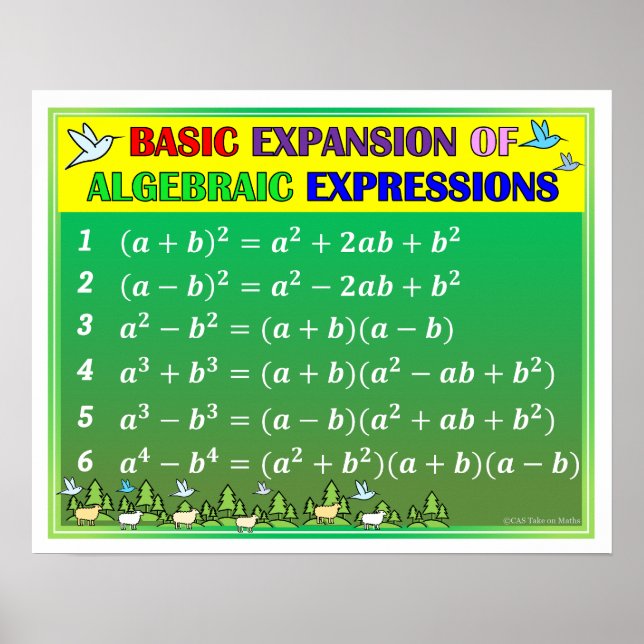 Algebra Math Classroom Poster - Green Forest (Front)