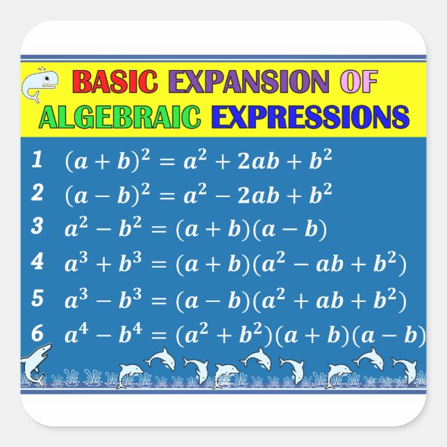 Algebra Math Classroom Sticker - Blue Ocean (Front)