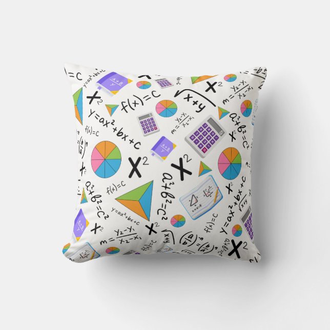 Algebra Math Symbols Pattern Throw Pillow (Front)