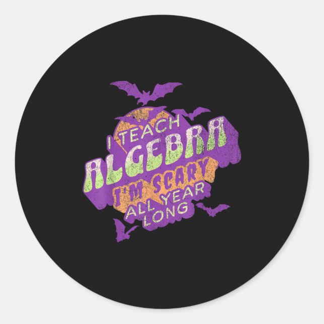 Algebra Teacher Halloween Soky Ghost Math Mathemat Classic Round Sticker (Front)