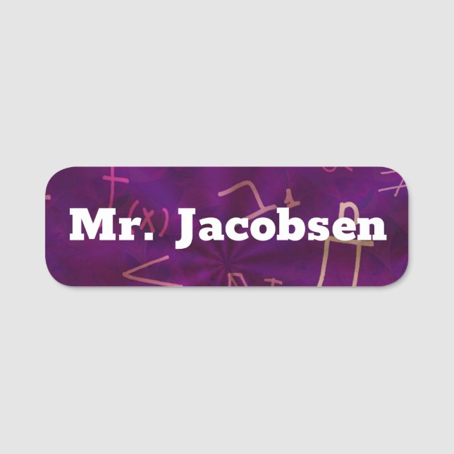 Algebraic Equations Math  Name Tag (Front)