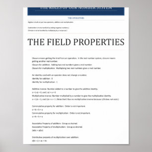 Algebraic Field Properties Poster 