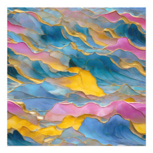 “Algeciras” Blue Pink Sand Waves Photo Print