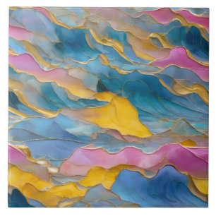 “Algeciras” Blue Pink Sand Waves Tile