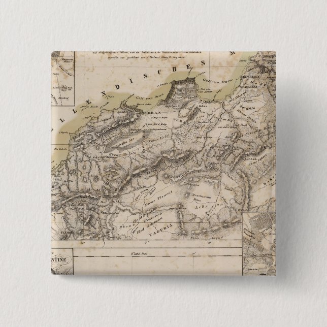 Algeria 2 inch square button (Front)