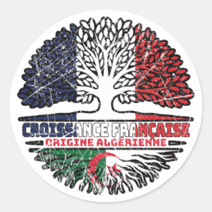 Algeria Algerian French France Tree Roots Flag Classic Round Sticker