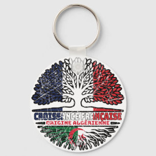 Algeria Algerian French France Tree Roots Flag Keychain
