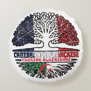 Algeria Algerian French France Tree Roots Flag Round Pillow
